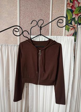 Стильна коричнева кофта на замку shein.