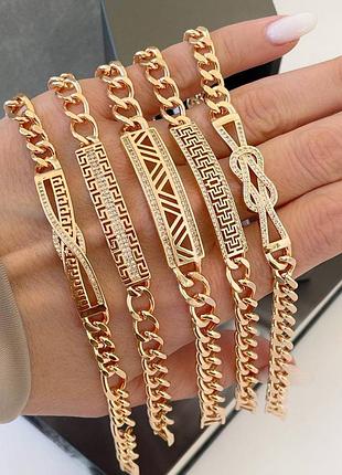 Ціна за 1шт, браслет медсплав медзолото, камінці, орнамент, стиль версаче