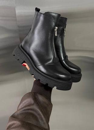 Жіночі черевики блискавка шкіряні