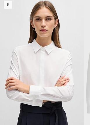 Белая приталенная рубашка из поплина hugo boss