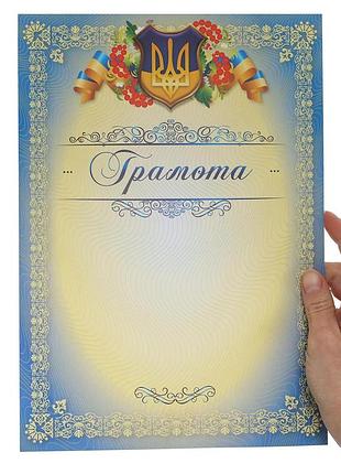 Грамота спортивная a4 с гербом и флагом украины