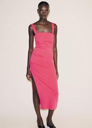 Сукня міді яскрава фукція плаття миди платье з розрізом платье с разрезом миди сарафан