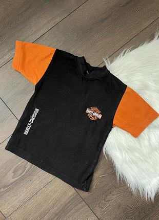 Чорна футболка з оранжевими рукавами для хлопчика 2 роки 92 см харлі девідсон harley davidson