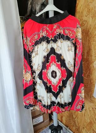 Літня легка спідниця, що струмує, модний принт в складку висока посадка на гумці пліссе