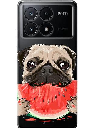 Чехол силиконовый на телефон xiaomi poco x6 pro мопс и арбуз "4665u-3497-58250"