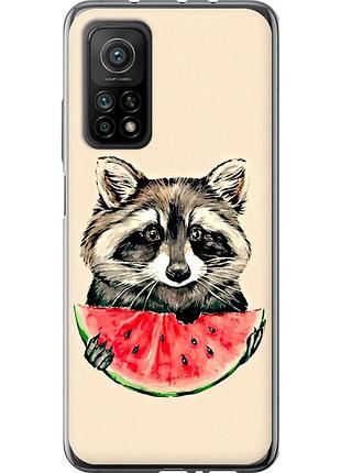 Чохол силіконовий на телефон xiaomi mi 10t єнотик з кавуном "4605u-2096-58250"