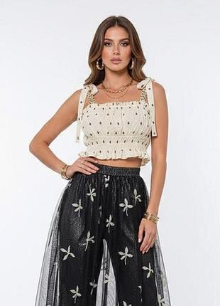 Вискозный кроп-топ в цветочный принт m&s (marks & spencer), размер uk 8 (s)