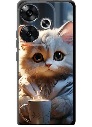 Чехол tpu на телефон xiaomi poco f6 white cat "5646b-3754-58250"