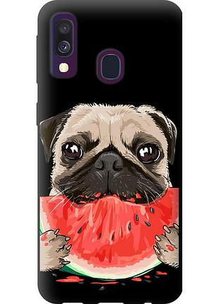 Чехол tpu на телефон samsung galaxy a40 2019 a405f мопс и арбуз "4665b-1672-58250"