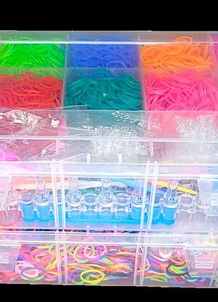 Набор для плетения браслетов 2 ярусный 15000 резинок с аксессуарами fashion loom bands set