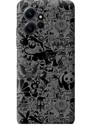 Чехол силиконовый на телефон xiaomi redmi note 12 4g чёрно-серый стикер бомбинг "2432u-3021-58250"