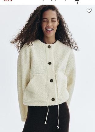 H&m оригинал теплая куртка тедди hm демисезонная куртка шерпа деми куртка осенний кремовый бомбер h&m теплый жакет шерпа h&m куртка hm p.m, p.xl - xxl