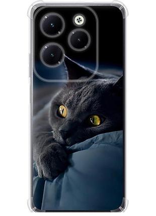 Чохол силіконовий протиударний с посиленими кутами на телефон infinix hot 40 димчастий кіт "825sp-3503-58250"