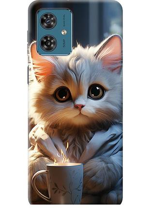 Чехол силиконовый на телефон motorola moto g54 white cat "5646u-3339-58250"
