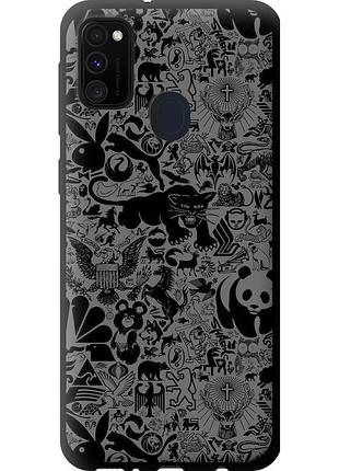Чехол tpu на телефон samsung galaxy m30s 2019 чёрно-серый стикер бомбинг "2432b-1774-58250"
