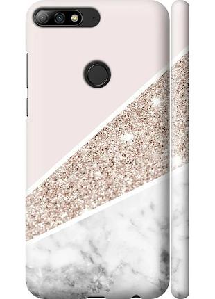 Чехол 3d пластиковый матовый на телефон huawei y7 prime 2018 пастельный мрамор "4342m-1509-58250"