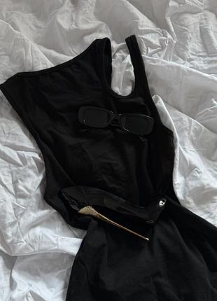 Чорний легко утягуючий стильний боді з подвійними рукавами. розмір m. тканина льон легкий у носінні літом