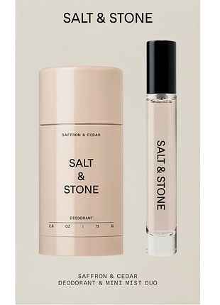 Salt & stone saffron & cedar deodorant + mini mist duo набір дезодорант 75 гр. та міст для тіла, 10 мл