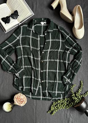 Рубашка жіноча зелена в клітинку h&m