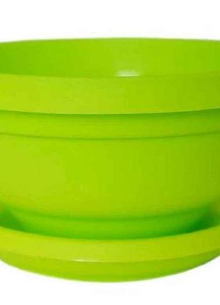 Горшок для цветов 600 мл «фиалка» (с поддоном), 145мм салатовый тм еталон-с