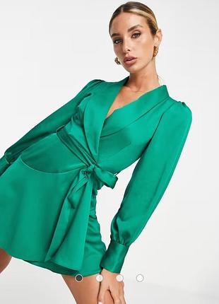 Плаття зелене смарагдове атласне closet london 10(s-m)