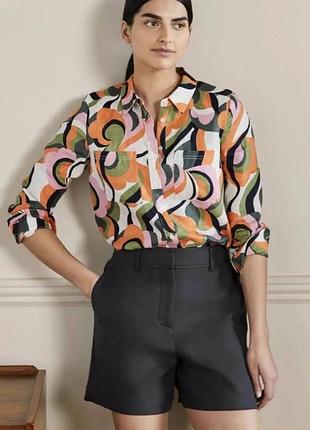 Женская льняная лен linen принтовая рубашка рубашка блуза блузка бренд boden, 320110r