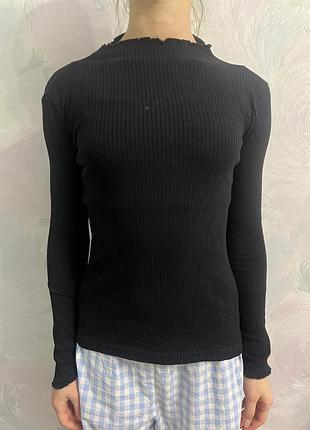 Чорний лонгсві у рубчик жіночий xs