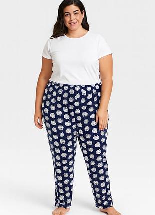 Теплі сині махрові штани з кішечками love to lounge