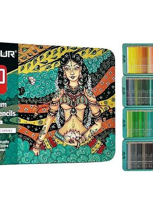 Великий набір олівців 240 кольорових олівців в металевому пеналі