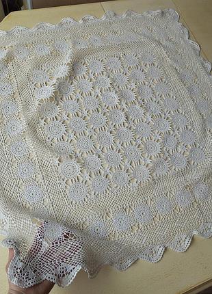 Вінтаж🤩👌🤍 старовинна мереживна скатертина, 82х82см., ручної роботи😍👍🤍❄️❄️❄️