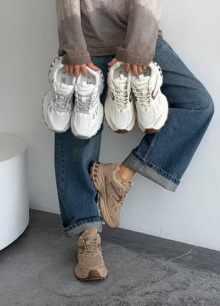 Кроссовки сеточка белые бежевые на повышенной подошве 115081509 11510