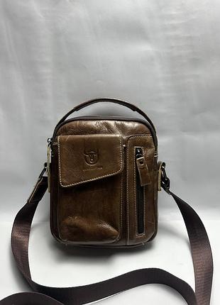 Чоловіча фірмова шкіряна сумка на/ через плече