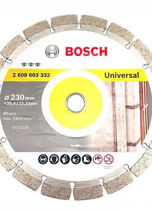 Круг алмазный отрезной bosch universal 230-22.23, универсальное применение, круг для болгарки