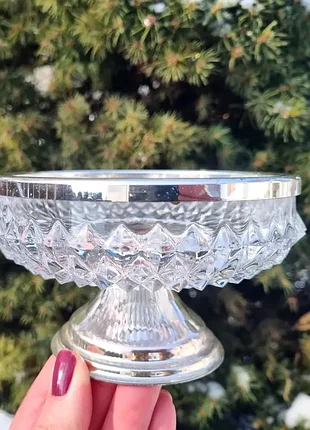 Вінтажна ваза — цукерка, кришталь, срібло. германія.