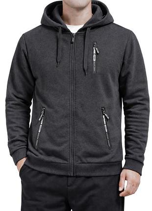 Толстовка зимняя утепленная мужская l, xl, 2xl, 3xl, 4xl тем.серый