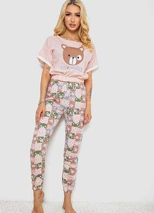 Женская пижама с принтом, цвет розовый,