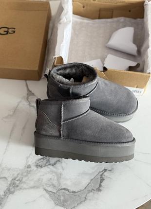 Распродажа ! угг на платформе 5см серые, ugg mini platform