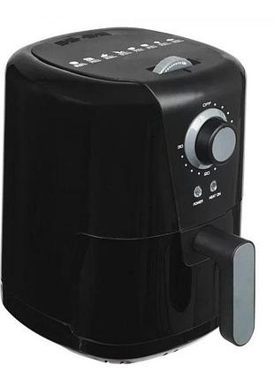 Аэрофритюрница электрическая безмасляная с таймером crownberg cb-5541 на 1.5 л 1200 вт черный