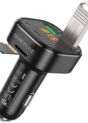 Fm трансмиттер модулятор borofone bc43 flash qc3.0 bluetooth автомобильное зарядное устройство черный 2