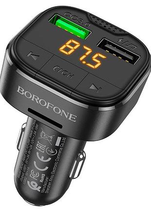 Fm трансмиттер модулятор borofone bc43 flash qc3.0 bluetooth автомобильное зарядное устройство черный 4