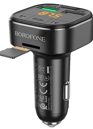 Fm трансмиттер модулятор borofone bc43 flash qc3.0 bluetooth автомобильное зарядное устройство черный 5