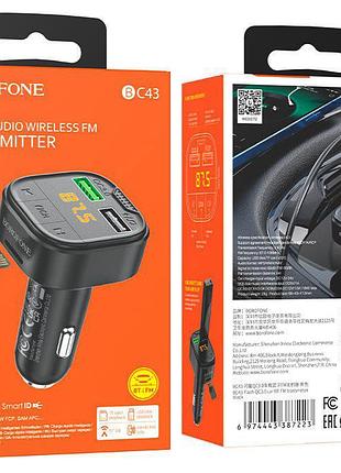 Fm трансмиттер модулятор borofone bc43 flash qc3.0 bluetooth автомобильное зарядное устройство черный 8