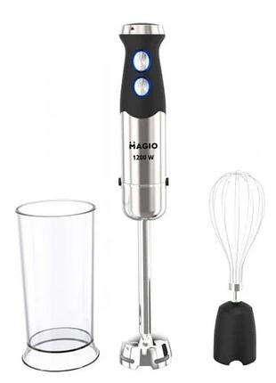 Погружной кухонный блендер 2в1 magio mg-645 для измельчения черный 1200 вт