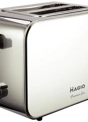 Тостер для хлеба magio мg-284 тостерница 7 степеней поджаривания серебристый 800 вт