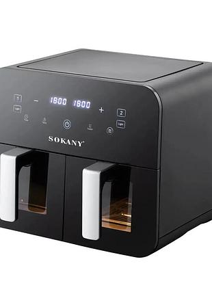 Аэрофритюрница безмасляная sokany sk-10005 10л электрический аэрогриль с сенсорным управлением, таймер 2400вт