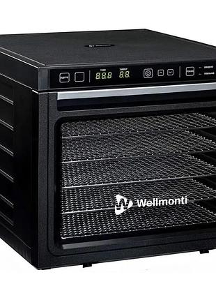 Универсальная сушка wellmonti wm-1001 для овощей и фруктов 47л электросушилка для продуктов 1000вт черная