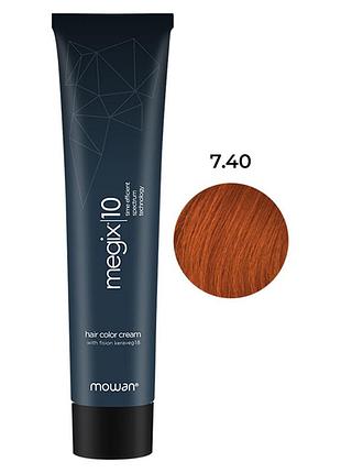 Профессиональная краска для волос с низким содержанием аммиака megix10 mowan 7.40 титановый блонд 100 мл