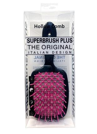 Щітка для волосся superbrush plus hollow comb професійні масажні гребінці для волосся чорний з рожевим