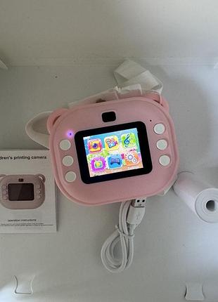 Детская цифровая фотокамера мгновенной печати с термопринтером тора 12мп тft экран / карта памяти розовый