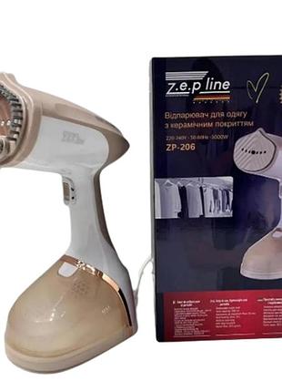 Ручной вертикальный отпариватель zepline zp-206 с керамическим покрытием 3000 вт для одежды 4500 мл бежевый